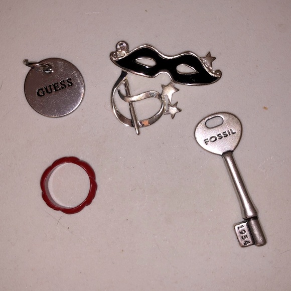 Jewelry accessories bundle charms ring key masquerade Guess Fossil logo - Picture 2 of 2